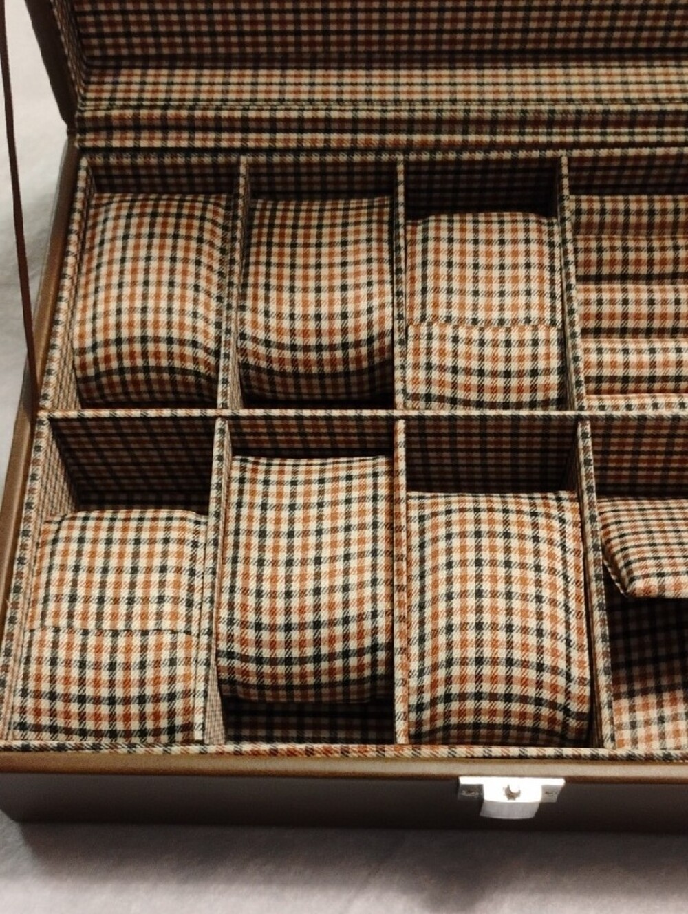 Brooks Brothers Brown Leather Watch Storage Box with Clear Top - Picture 4 of 5